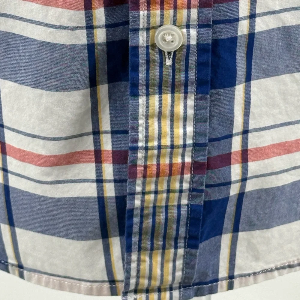 J Crew “Flex Washed” Slim Untucked Blue Plaid Button Down LS Shirt Men’s Large L